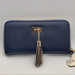 Blue Long Zip Tassel Wallet Clutch Faux Le…
